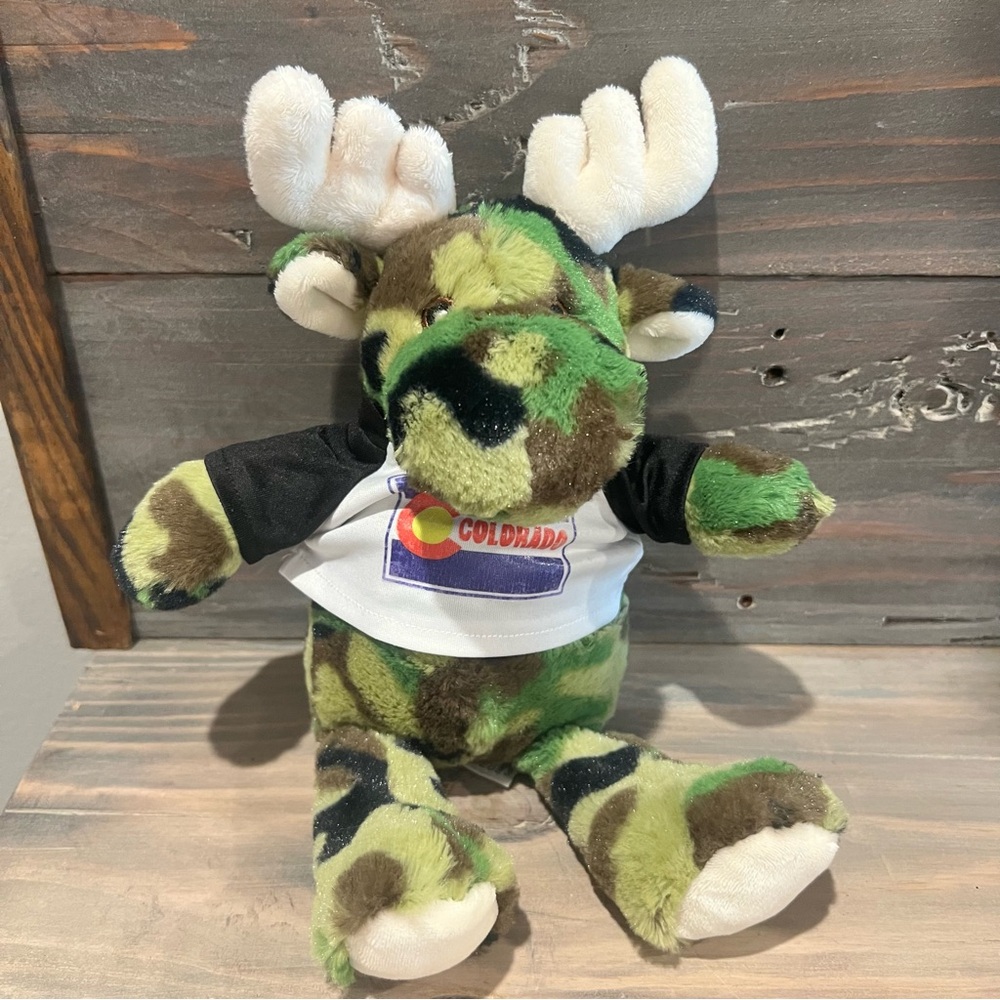Camouflage Moose Plush with Colorado Shirt